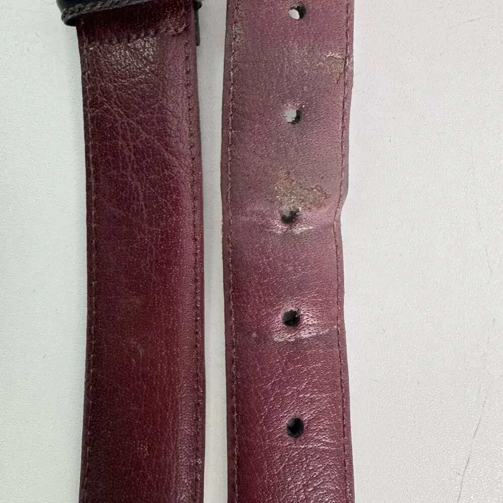 Vintage USA Brown Leather Belt Solid Brass Buckle (38) Flaws